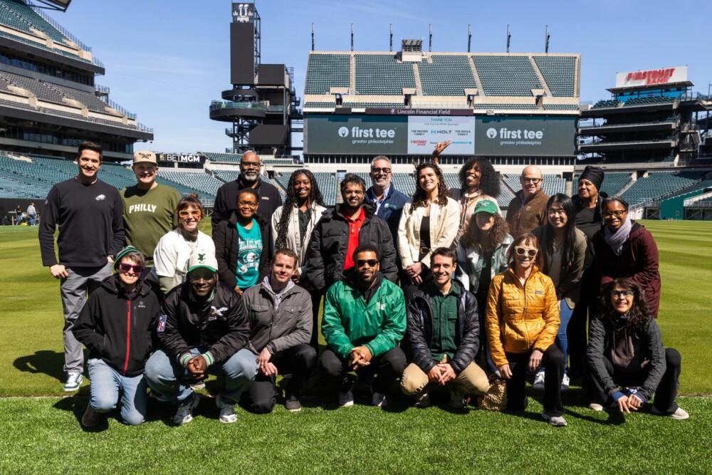 Eagles tour on field 